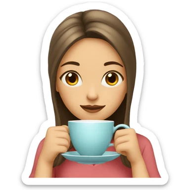 Girl sipping tea sticker