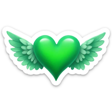 Green heart with wings sticker
