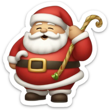 fat santa holding bow, one eye closed sticker