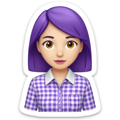 purple white gingham shirted woman sticker