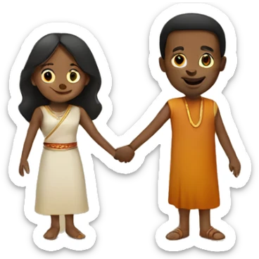 ethiopian guy holding hands with indian girl  sticker