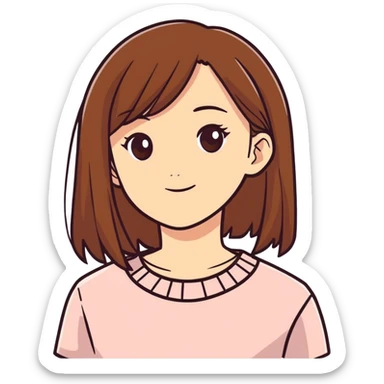 A girl with brown straight hair ( clean girl ) with pretty face sticker