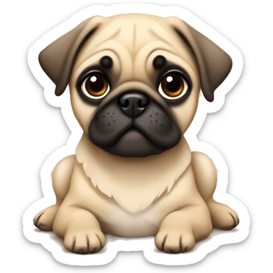 Fawn pug puppy laying sticker