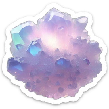 Sparkly glossy Pastel whitish iridescent glass nebula glass crystal cluster sticker