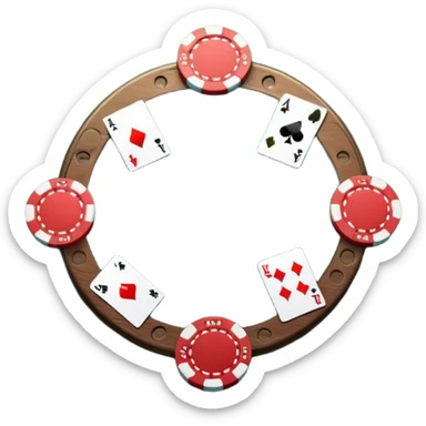 A photorealistic icon with playing cards and poker chips on a green felt table. Detailed design with realistic lighting and textures, focusing on the classic atmosphere of card games. Transparent background, symbolizing card games and strategy. sticker