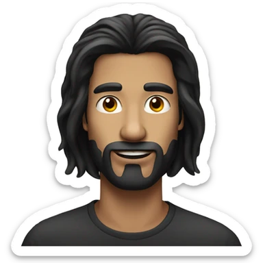 Man with long black hair and a nose ring playing on iPhone sticker
