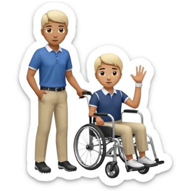 a golfer knocking someone off of their wheelchair sticker