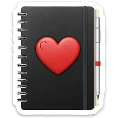 emo black notebook with a heart sticker sticker