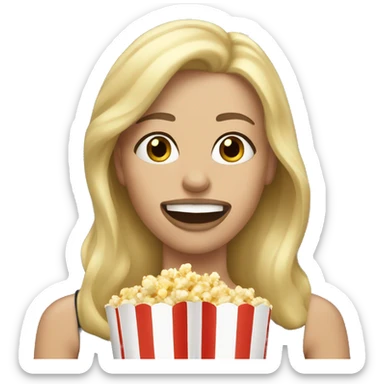 Blonde haired woman putting popcorn in her mouth sticker
