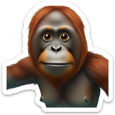 orangutan swimming  sticker