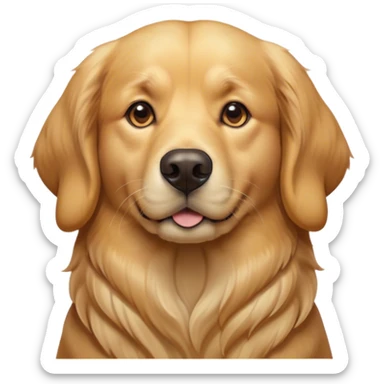 Cinematic Noble Golden Retriever Portrait Emoji, Poised and regal, with a strong, athletic build and a lustrous, well-groomed golden coat, deep-set soulful brown eyes, Simplified yet sharp and sophisticated features, highly detailed, glowing with a soft, dignified glow, high shine, intelligent and friendly, stylized with an air of warmth, focused and attentive, soft glowing outline, capturing the essence of a watchful and confident companion, so majestic it feels as though it could bound out of the screen with effortless authority! sticker