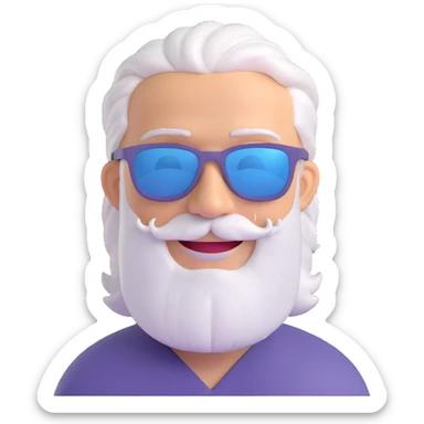 middle-aged male pilot, silver hair, beard, smiling, fair skin, wearing sunglasses sticker