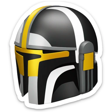black and yellow mandalorian helmet with antenna sticker