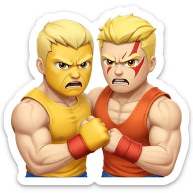 fight, 2 yellow skined people sticker