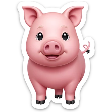 cinematic-[pig]-realistic-full-body-standing-emoji,-tail-flicking-lazily,-head-tilted-dramatically,-sleek-[pink]-skin,-simplified-yet-realistic-focused-features,-highly-detailed,-glowing-with-an-almost-sarcastic-glow sticker