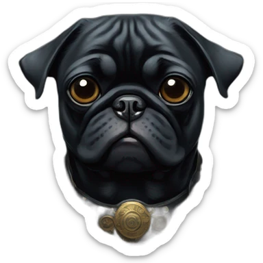 A cyberpunk black pug in Art Nouveau style during 1910 sticker