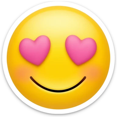 Yellow smiley face with pink heart eyes sticker