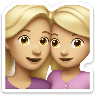 blonde mom and brunette daughter hugging  sticker