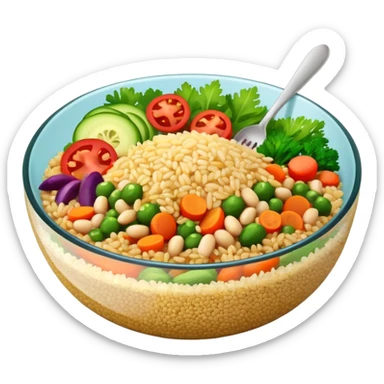 Quinoa Bean glass bowl with rice and vegtables sticker
