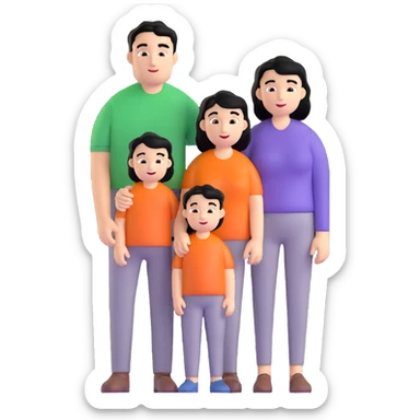 joyful caucasian family with black-haired father, mother and their young son sticker