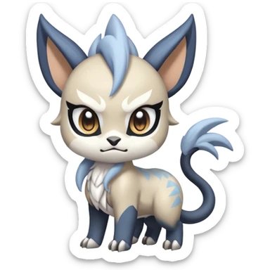 Animalistic kawaii chibi feral angry mongral Meloetta-Absol-Zekrom-Gatomon-Pteromon-hybrid sticker