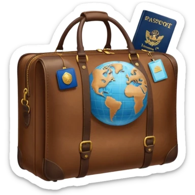 TRAVEL , travel bag , pass port, plane, glob sticker