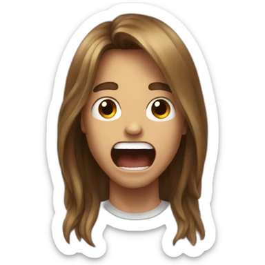 screaming boy with long hair brown same image  sticker