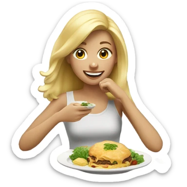 Blonde girl eating  sticker