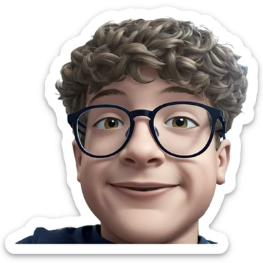 smiling boy with glasses sticker