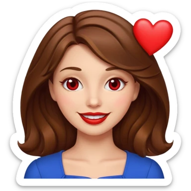 brownhaired woman with red lips and hearts in eyes sticker