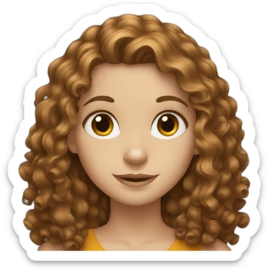 White girl with brown curly long hair sticker