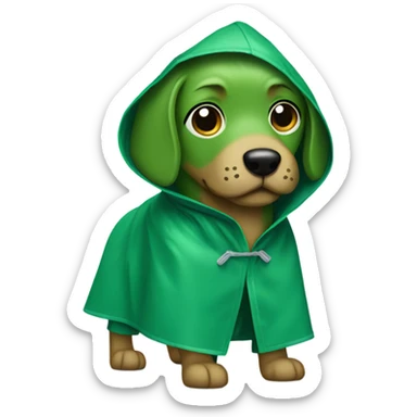 green dog wearing raincoat  sticker
