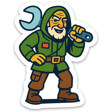 an old charismatic stalker with a big crescent wrench sticker