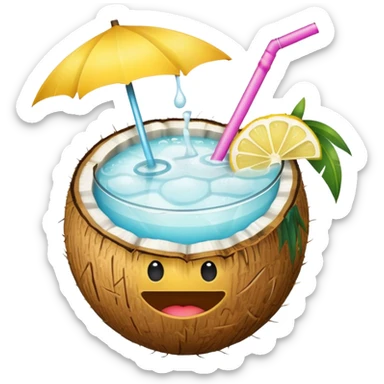 hawaii coconut drink with lemon sticker