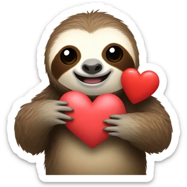 Sloth holding heart sticker
