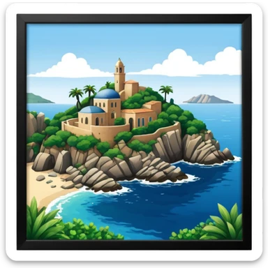 a mediterranean island seen from the sea sticker
