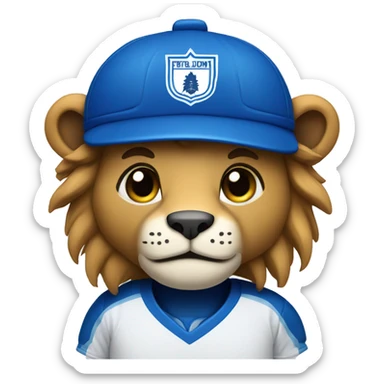 A lion in a hockey uniform in white and blue sticker