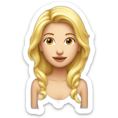 Fille blonde long jeu veux tête ronde sticker