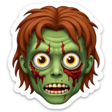 zombie com cabelo ondulado longo marrom e sem franja fofa sticker