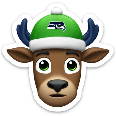 Rudolf wearing a Seattle Seahawks hat sticker