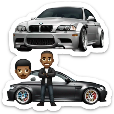 Someone driving a BMW M3 modded out sticker