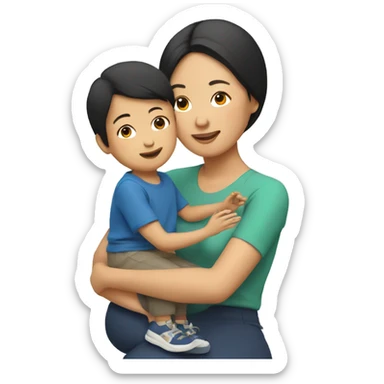 Asian mam and kid sticker