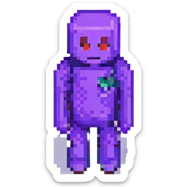 Purple Guy from FNAF, pixel art, standing pose sticker