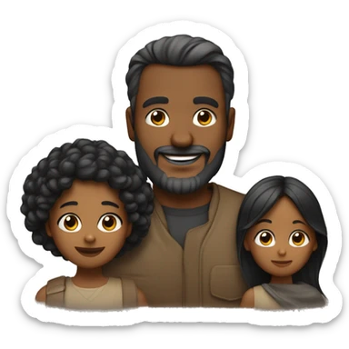 padre sin barba con cabello e hija cabello negro lacio y largo sticker