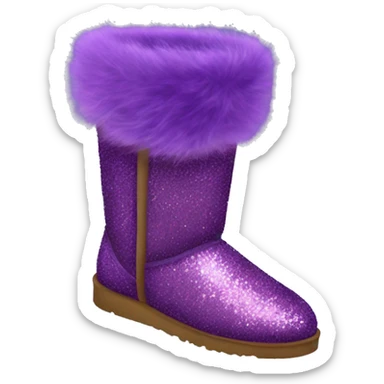 Realistic purple glitter and fur Ugg boots. sticker