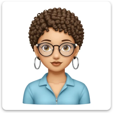 a lightskin mixed girl with hoop earrings and curly hair with glasses and an arabic girl with pixiee cut sticker