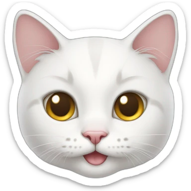 A white cat skinny with cute smile sticker