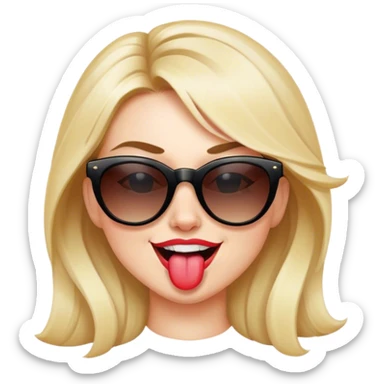 female sunglasses tongue winking sticker