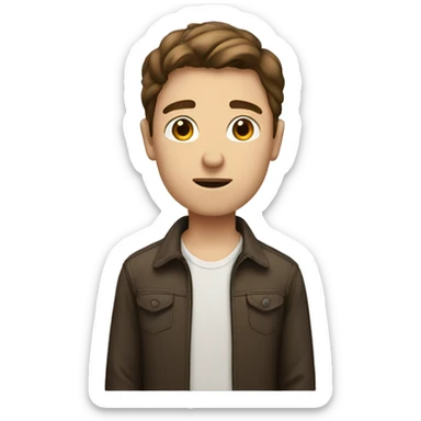 talk boy standing with brown hair  sticker