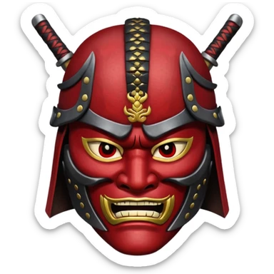 samurai mask with fierce expression sticker